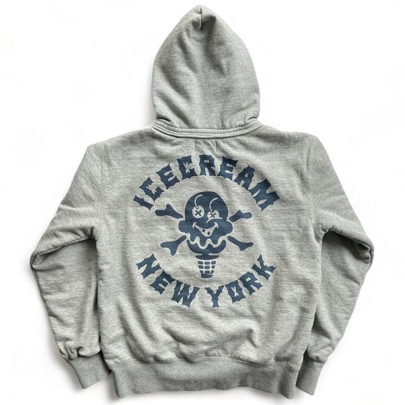 Gray ICECREAM New York Spellout Hooded Sweatshirt Hoodie Logo S Cone BBC